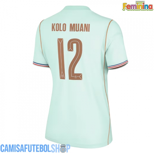Camisa de time de futebol França Randal Kolo Muani #12 Replicas 2º Equipamento Feminina Mundo 2026 Manga Curta